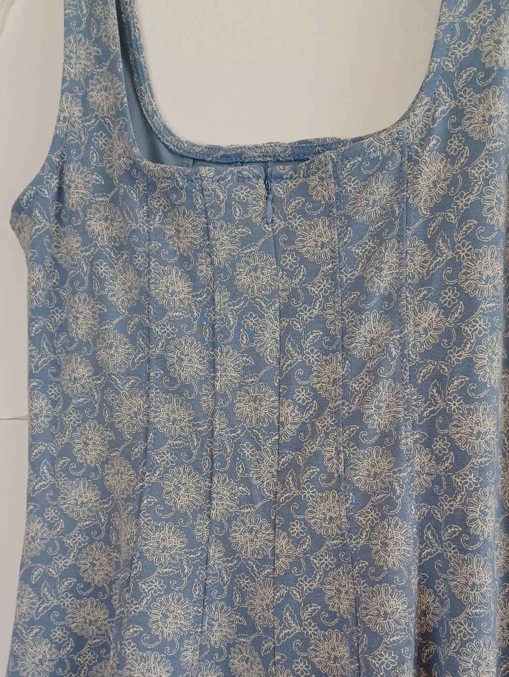 Loft Floral Tank Dress. Sz.2P. Light Blue & White. Lined. 35" Length. NWT! - Picture 7 of 7